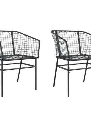 Tuinstoelen 2 st poly rattan zwart