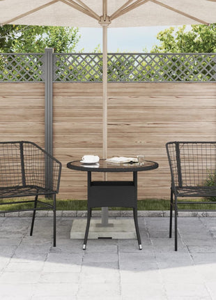 Tuinstoelen 2 st poly rattan zwart