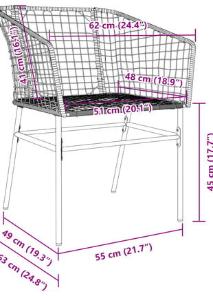 Tuinstoelen 2 st poly rattan zwart