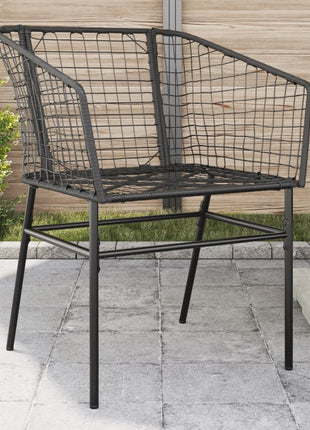 Tuinstoelen 2 st poly rattan zwart