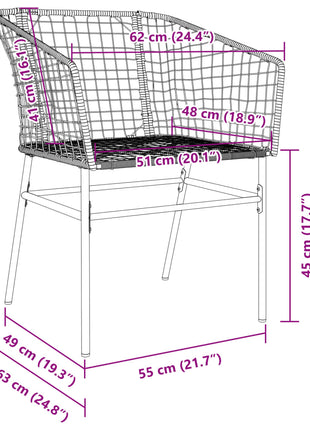 Tuinstoel bruin poly rattan 2 st