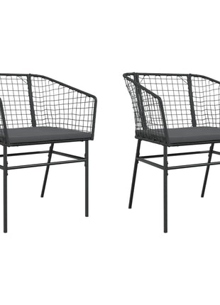 Tuinstoelen 2 st met kussens poly rattan zwart