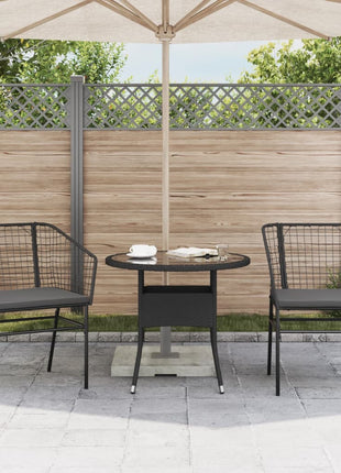 Tuinstoelen 2 st met kussens poly rattan zwart