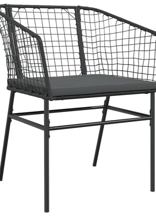 Tuinstoelen 2 st met kussens poly rattan zwart