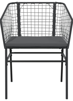 Tuinstoelen 2 st met kussens poly rattan zwart