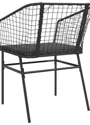 Tuinstoelen 2 st met kussens poly rattan zwart