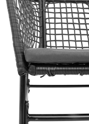 Tuinstoelen 2 st met kussens poly rattan zwart