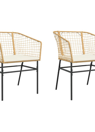 Tuinstoelen 2 st met kussens poly rattan bruin