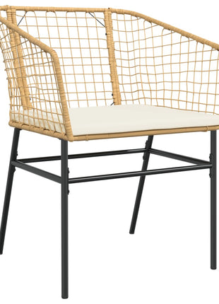Tuinstoelen 2 st met kussens poly rattan bruin
