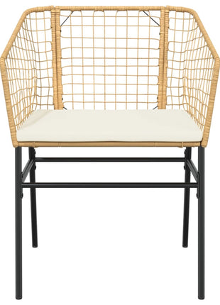 Tuinstoelen 2 st met kussens poly rattan bruin