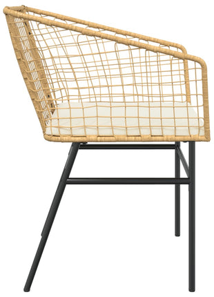 Tuinstoelen 2 st met kussens poly rattan bruin