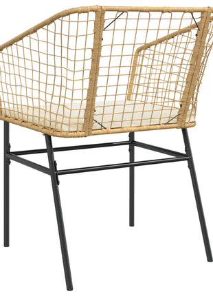 Tuinstoelen 2 st met kussens poly rattan bruin