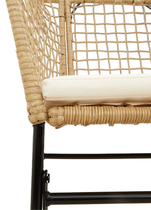 Tuinstoelen 2 st met kussens poly rattan bruin