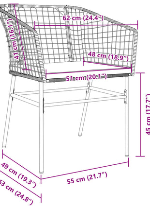 Tuinstoelen 2 st met kussens poly rattan bruin