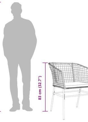 Tuinstoelen 2 st met kussens poly rattan bruin