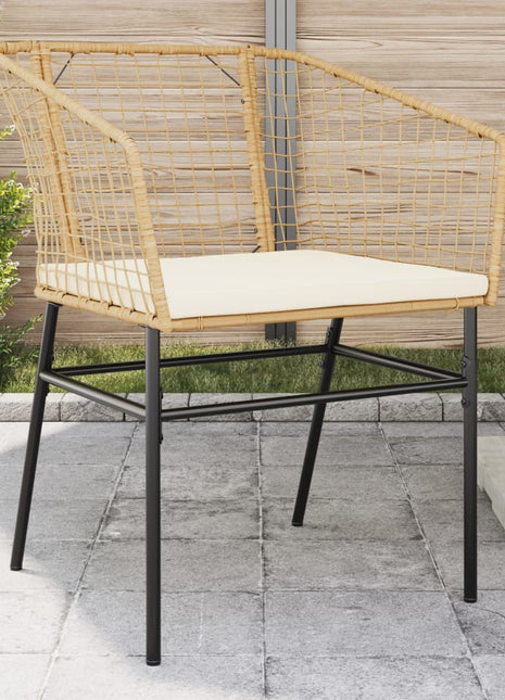 Tuinstoelen 2 st met kussens poly rattan bruin