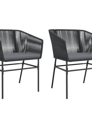 Tuinstoelen 2 st met kussens poly rattan zwart