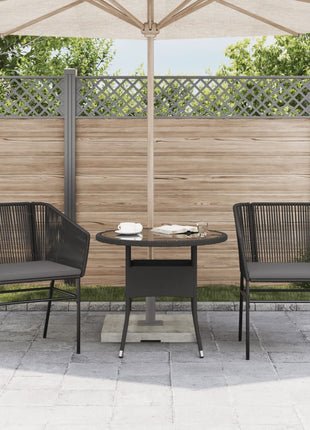 Tuinstoelen 2 st met kussens poly rattan zwart