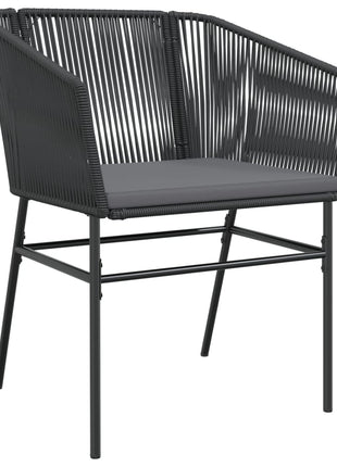 Tuinstoelen 2 st met kussens poly rattan zwart