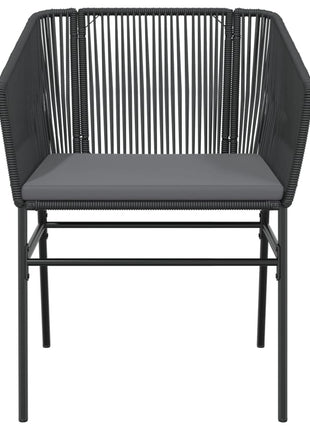 Tuinstoelen 2 st met kussens poly rattan zwart