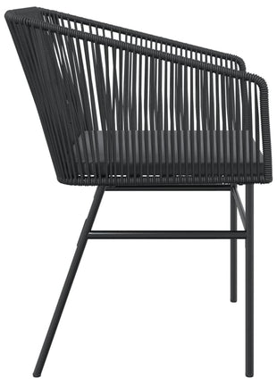 Tuinstoelen 2 st met kussens poly rattan zwart
