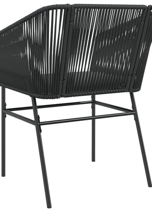 Tuinstoelen 2 st met kussens poly rattan zwart