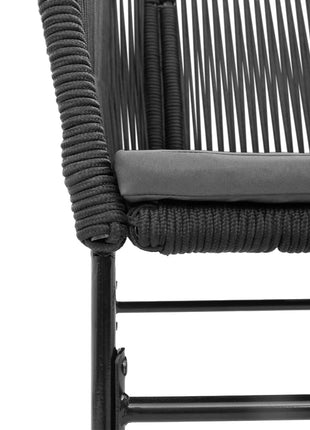 Tuinstoelen 2 st met kussens poly rattan zwart