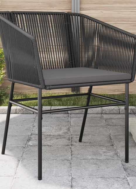 Tuinstoelen 2 st met kussens poly rattan zwart