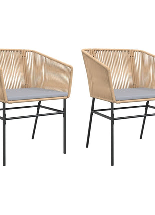 Tuinstoelen 2 st met kussens poly rattan bruin
