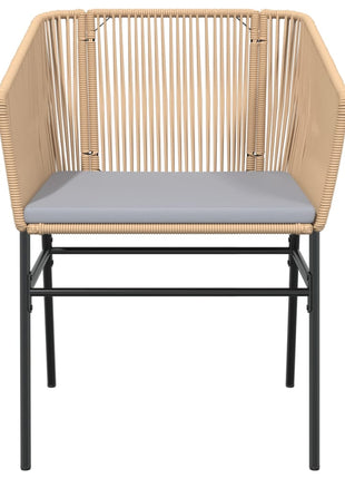 Tuinstoelen 2 st met kussens poly rattan bruin