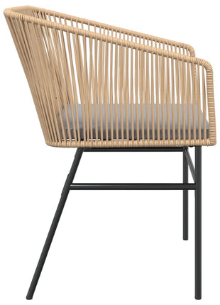 Tuinstoelen 2 st met kussens poly rattan bruin