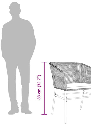Tuinstoelen 2 st met kussens poly rattan bruin