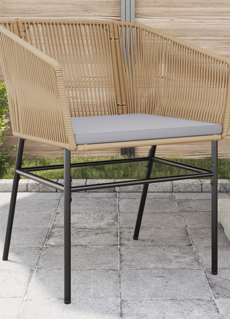 Tuinstoelen 2 st met kussens poly rattan bruin