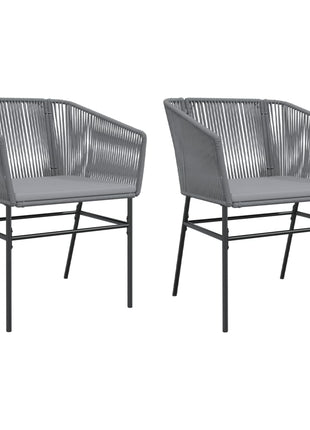 Tuinstoelen 2 st met kussens poly rattan grijs