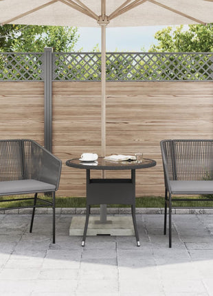 Tuinstoelen 2 st met kussens poly rattan grijs