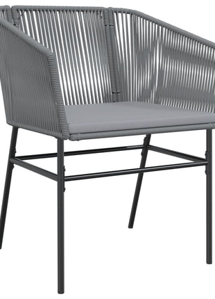 Tuinstoelen 2 st met kussens poly rattan grijs