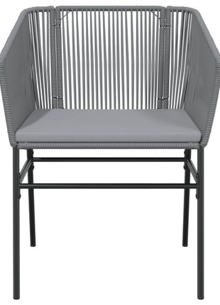 Tuinstoelen 2 st met kussens poly rattan grijs