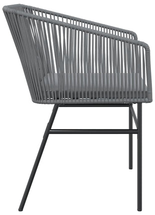 Tuinstoelen 2 st met kussens poly rattan grijs