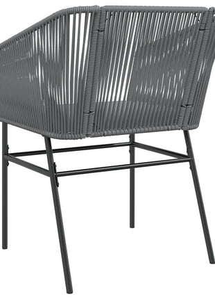 Tuinstoelen 2 st met kussens poly rattan grijs