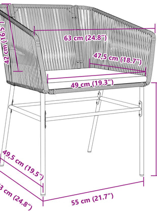 Tuinstoelen 2 st met kussens poly rattan grijs