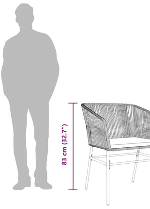 Tuinstoelen 2 st met kussens poly rattan grijs