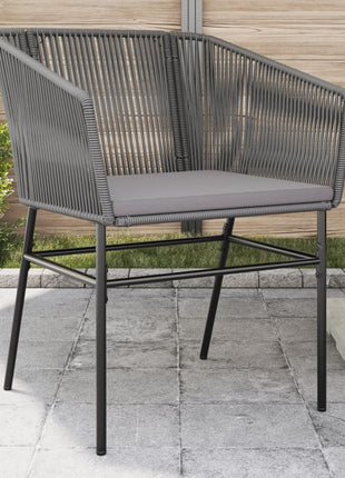 Tuinstoelen 2 st met kussens poly rattan grijs