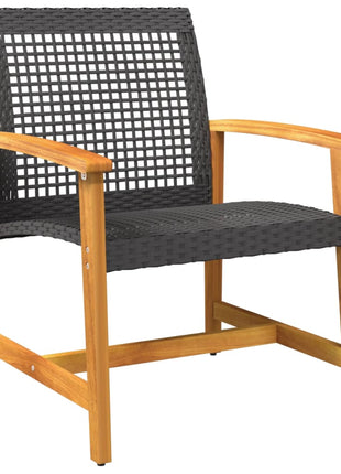 Tuinnstoelen 2 st poly rattan en acaciahout zwart
