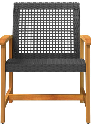 Tuinnstoelen 2 st poly rattan en acaciahout zwart