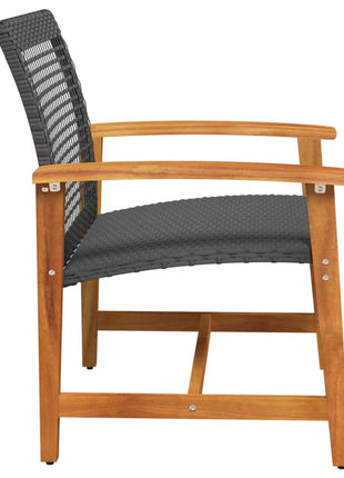 Tuinnstoelen 2 st poly rattan en acaciahout zwart