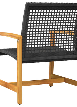 Tuinnstoelen 2 st poly rattan en acaciahout zwart