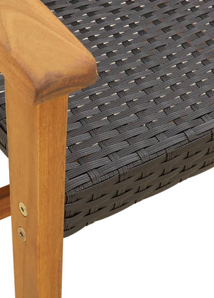 Tuinnstoelen 2 st poly rattan en acaciahout zwart