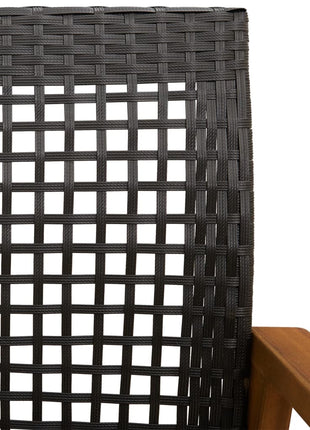 Tuinnstoelen 2 st poly rattan en acaciahout zwart