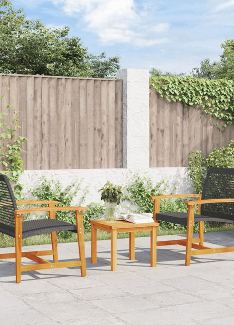 Tuinnstoelen 2 st poly rattan en acaciahout zwart