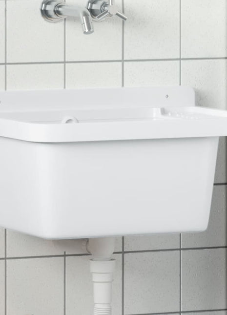 Wasbak wandgemonteerd 50x35x24 cm hars wit